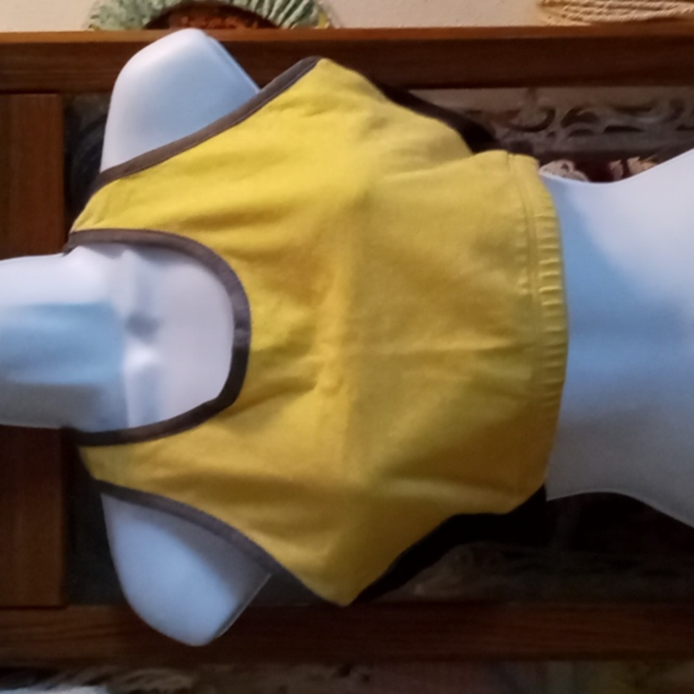 Vintage 80's,Yellow with Gray & Black Trim, Crop Top💛🖤